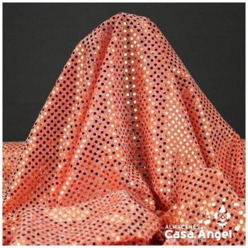 PUNTO LAMÉ COLOR MANDARINA CON LENTEJUELAS DE 3mm SERIE ATMÓSFERA 112cm