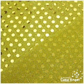 PUNTO LAMÉ ORO CON LENTEJUELAS DE 3mm SERIE ATMÓSFERA 112cm