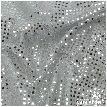 PUNTO LAMÉ PLATA CON LENTEJUELAS DE 3mm SERIE ATMÓSFERA 112cm