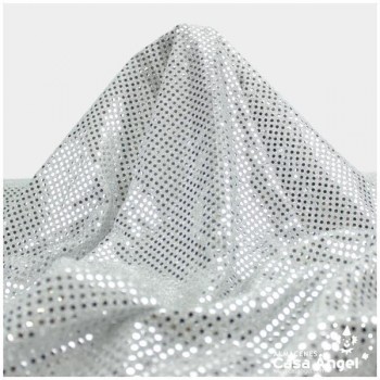 PUNTO LAMÉ PLATA CON LENTEJUELAS DE 3mm SERIE ATMÓSFERA 112cm