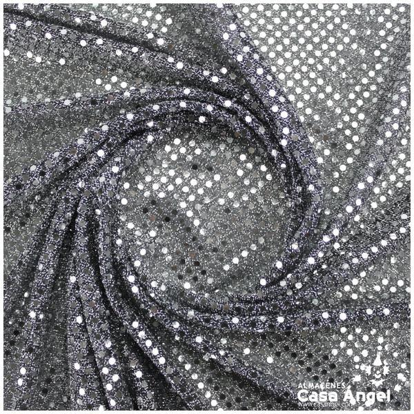 PUNTO LAMÉ NEGRO PLATA CON LENTEJUELAS DE 3mm SERIE ATMÓSFERA 112cm