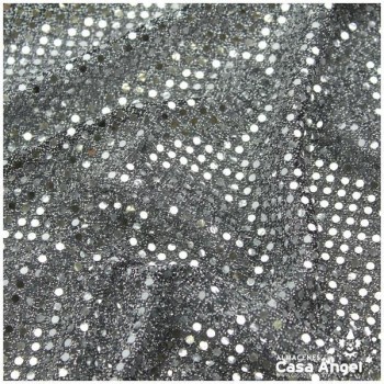 PUNTO LAMÉ NEGRO PLATA CON LENTEJUELAS DE 3mm SERIE ATMÓSFERA 112cm