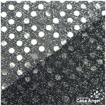 PUNTO LAMÉ NEGRO PLATA CON LENTEJUELAS DE 3mm SERIE ATMÓSFERA 112cm