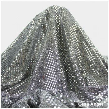 PUNTO LAMÉ NEGRO PLATA CON LENTEJUELAS DE 3mm SERIE ATMÓSFERA 112cm