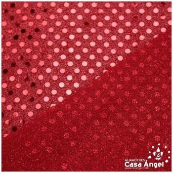 PUNTO LAMÉ ROJO CON LENTEJUELAS DE 3mm SERIE ATMÓSFERA 112cm