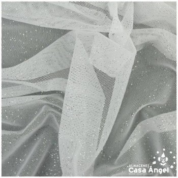 TUL ELÁSTICO BLANCO CON CHISPAS DE GLITTER 150cm