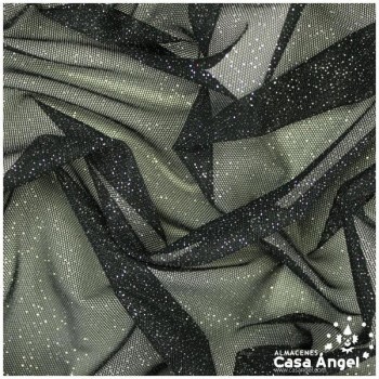 TUL ELÁSTICO NEGRO CON CHISPAS DE GLITTER 150cm