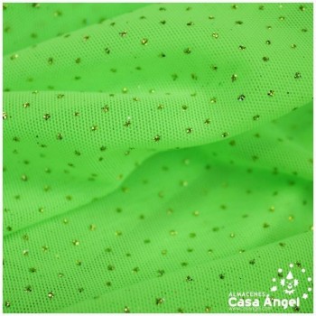 TUL ELÁSTICO VERDE PISTACHO CON TOPO DE PURPURINA 150cm