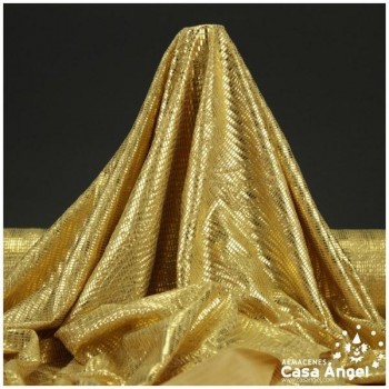 PAN DE ORO ELÁSTICO DORADO ESTAMPADO SERIE PIXEL 150cm