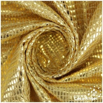 PAN DE ORO ELÁSTICO DORADO ESTAMPADO SERIE PIXEL 150cm
