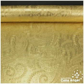PAN DE ORO ELÁSTICO DORADO ESTAMPADO SERIE PIXEL 150cm