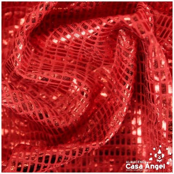PAN DE ORO ELÁSTICO ROJO ESTAMPADO SERIE PIXEL 150cm