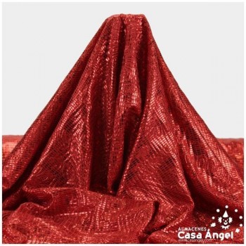 PAN DE ORO ELÁSTICO ROJO ESTAMPADO SERIE PIXEL 150cm