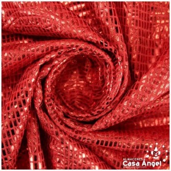 PAN DE ORO ELÁSTICO ROJO ESTAMPADO SERIE PIXEL 150cm