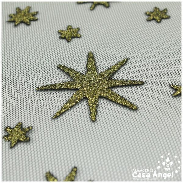 TUL CON ESTRELLAS DE ESCARCHA SERIE SIRIO 150cm