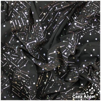 LYCRA NEGRA CON PATRÓN DE LENTEJUELA FIJA IRISADA 150cm