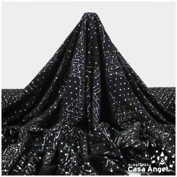 LYCRA NEGRA CON PATRÓN DE LENTEJUELA FIJA IRISADA 150cm