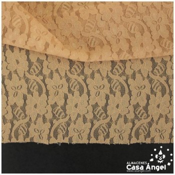 ENCAJE ELÁSTICO BLONDA CARNE CON FLORES SERIE SWAN 135cm