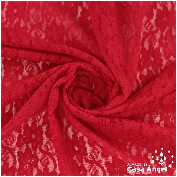 ENCAJE ELÁSTICO BLONDA ROJO CON FLORES SERIE SWAN 135cm