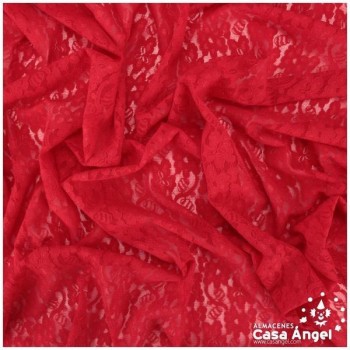 ENCAJE ELÁSTICO BLONDA ROJO CON FLORES SERIE SWAN 135cm