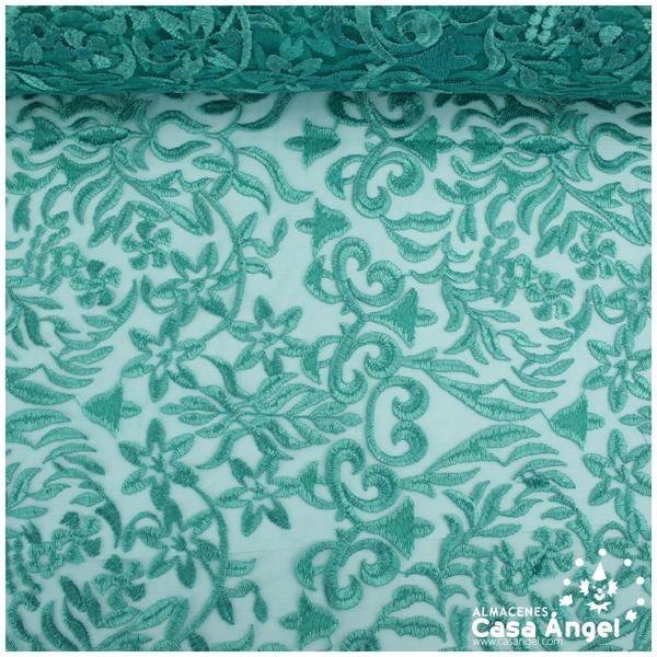 ENCAJE VERDE CON BORDADO VICTORIANO 150cm