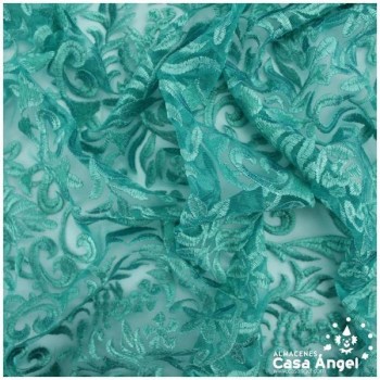 ENCAJE VERDE CON BORDADO VICTORIANO 150cm