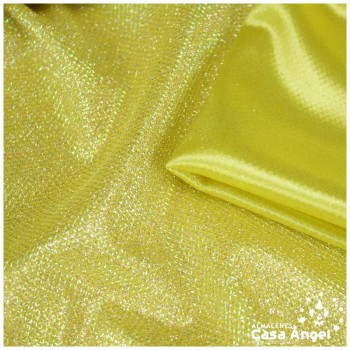 PUNTO LAMÉ AMARILLO Y ORO CON GLITTER SERIE GARBO 140cm