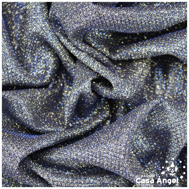 PUNTO LAMÉ AZUL Y ORO CON GLITTER SERIE GARBO 140cm
