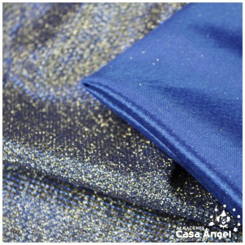 PUNTO LAMÉ AZUL Y ORO CON GLITTER SERIE GARBO 140cm
