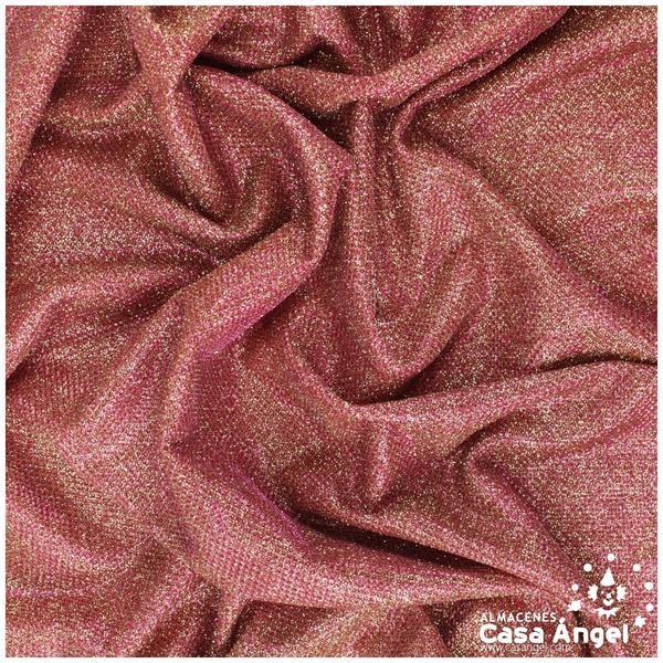 PUNTO LAMÉ FUCSIA Y ORO CON GLITTER SERIE GARBO 140cm