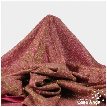 PUNTO LAMÉ FUCSIA Y ORO CON GLITTER SERIE GARBO 140cm