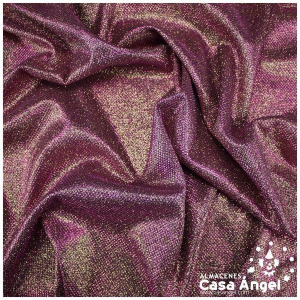 PUNTO LAMÉ MORADO Y ORO CON GLITTER SERIE GARBO 140cm