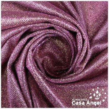 PUNTO LAMÉ MORADO Y ORO CON GLITTER SERIE GARBO 140cm