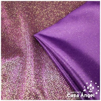 PUNTO LAMÉ MORADO Y ORO CON GLITTER SERIE GARBO 140cm