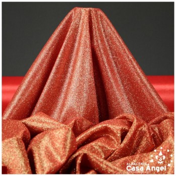 PUNTO LAMÉ ROJO Y ORO CON GLITTER SERIE GARBO 140cm