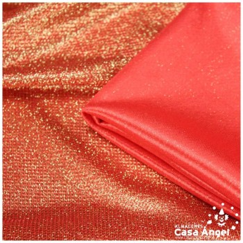 PUNTO LAMÉ ROJO Y ORO CON GLITTER SERIE GARBO 140cm