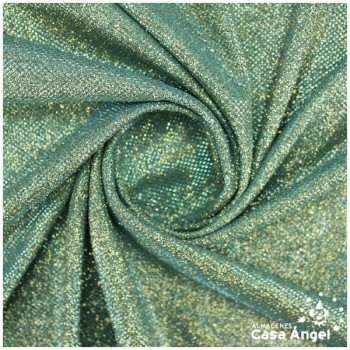 PUNTO LAMÉ TURQUESA Y ORO CON GLITTER SERIE GARBO 140cm