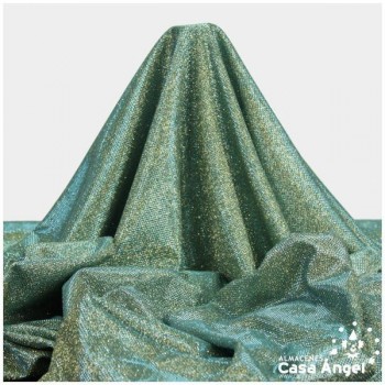 PUNTO LAMÉ TURQUESA Y ORO CON GLITTER SERIE GARBO 140cm
