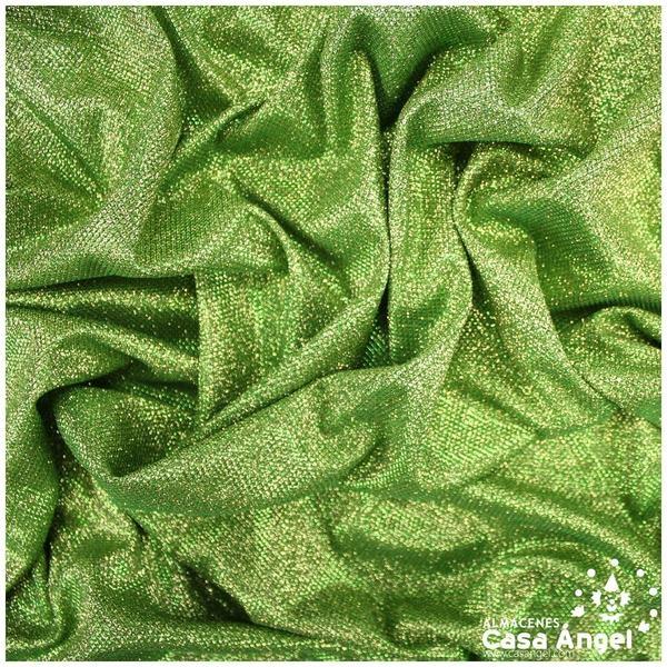PUNTO LAMÉ VERDE Y ORO CON GLITTER SERIE GARBO 140cm