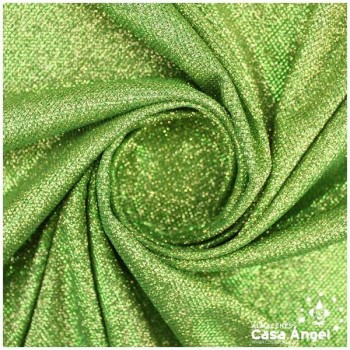PUNTO LAMÉ VERDE Y ORO CON GLITTER SERIE GARBO 140cm
