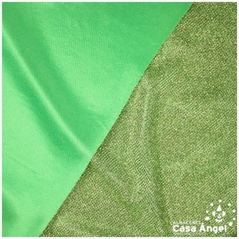 PUNTO LAMÉ VERDE Y ORO CON GLITTER SERIE GARBO 140cm