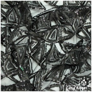 TUL NEGRO CON LENTEJUELAS BORDADAS SERIE PITÁGORAS 127cm