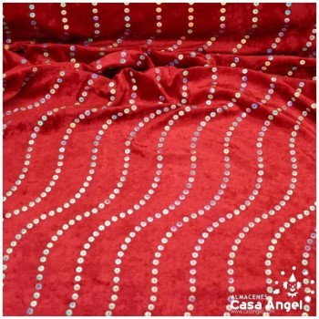 MARTELÉ ROJO CON LENTEJUELA FIJA EN ONDAS 150cm