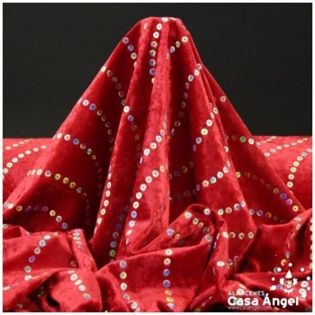 MARTELÉ ROJO CON LENTEJUELA FIJA EN ONDAS 150cm