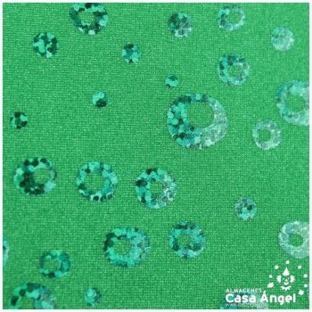LYCRA VERDE ESTAMPADA CON BURBUJAS IRISADAS 150cm