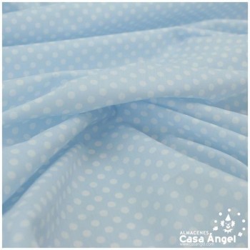 POPELÍN LUNARES BLANCOS SOBRE CELESTE SERIE ROCÍO 150cm