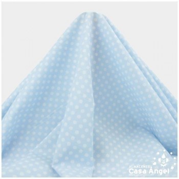 POPELÍN LUNARES BLANCOS SOBRE CELESTE SERIE ROCÍO 150cm