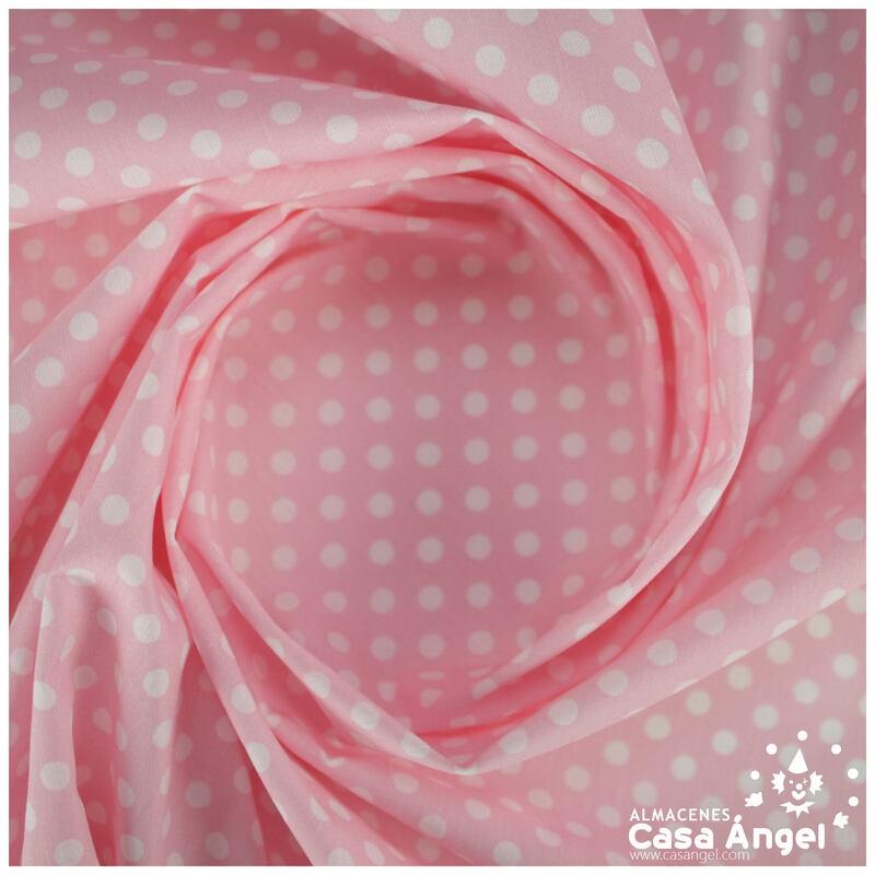 POPELÍN LUNARES BLANCOS SOBRE ROSA SERIE ROCÍO 150cm