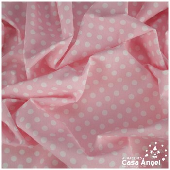 POPELÍN LUNARES BLANCOS SOBRE ROSA SERIE ROCÍO 150cm