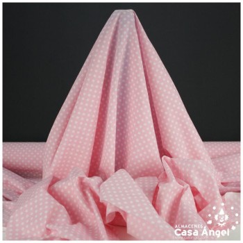 POPELÍN LUNARES BLANCOS SOBRE ROSA SERIE ROCÍO 150cm
